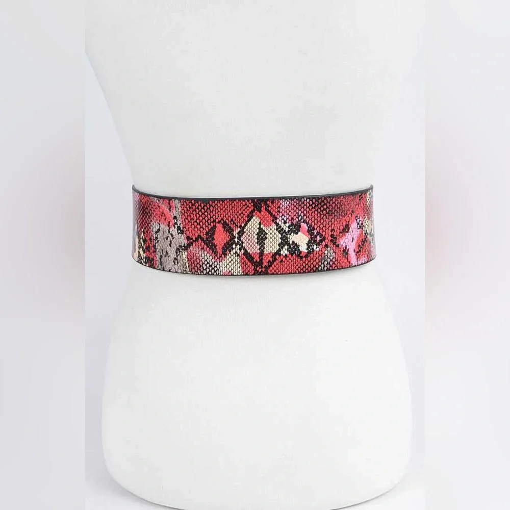 Green Vegan Snakeskin Animal Print Waist Statement Belt